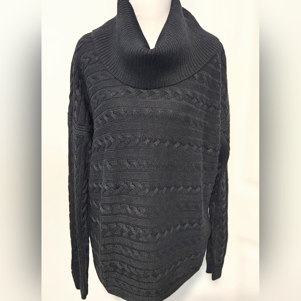 NWT Women's Lauren Ralph Lauren Black Oversized Sweater Size XL